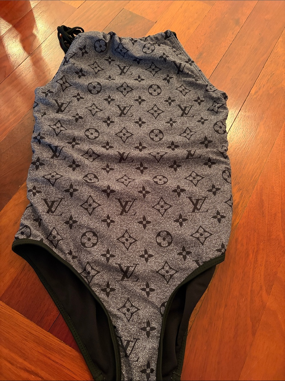 LV-Style Grey Monogram Kids One-Piece Swimsuit